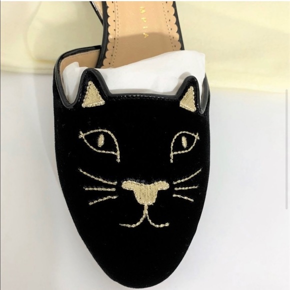 BNIB Charlotte Olympia Velvet Cat slingback heel - Picture 3 of 11